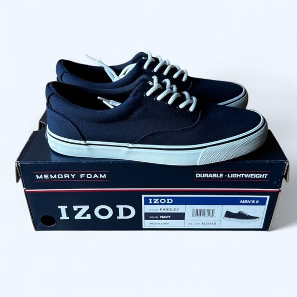 Izod Rangley Men's Lace Up Casual Canvas shoe Memory Foam Navy size 9 - Picture 7 of 9